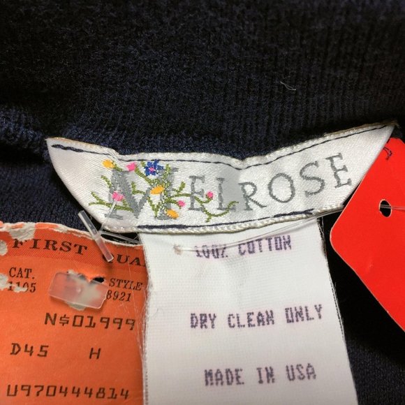 Vintage 80s Pencil Maxi Skirt Small Navy Stretch Elastic Waist Anchor Buttons US - Picture 8 of 8